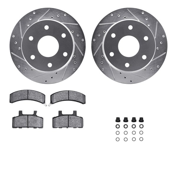 Dynamic Friction Co 7512-48017, Rotors-Drilled and Slotted-Silver w/ 5000 Advanced Brake Pads incl. Hardware, Zinc Coat 7512-48017